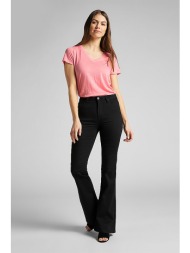 lee γυναικείο τζην παντελόνι ψηλόμεσο flared με logo patch `breese` - l32yfs47 μαύρο