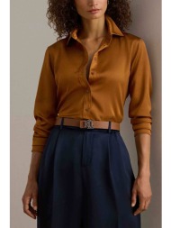 lauren ralph lauren γυναικείο πουκάμισο σατέν μονόχρωμο classic fit - 200918715029 ταμπά