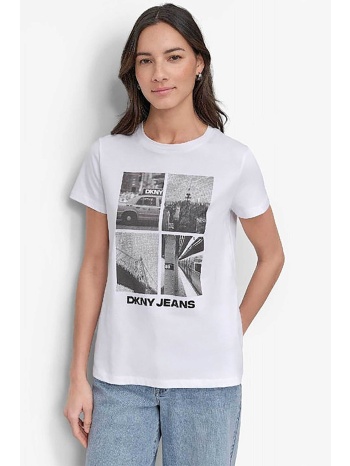 dkny γυναικείο t-shirt με λογότυπο και print μονόχρωμο  σε προσφορά