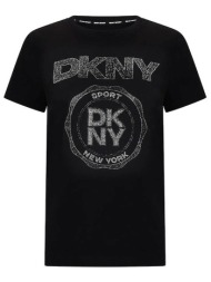 dkny γυναικείο t-shirt με λογότυπο μονόχρωμο - dp5t1366 μαύρο