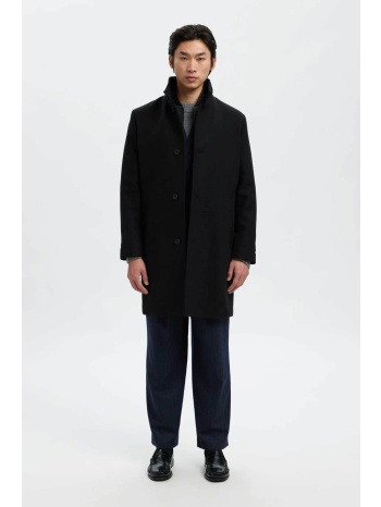 selected ανδρικό μάλλινο παλτό regular fit - 16097628 μαύρο