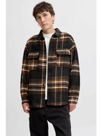 jack & jones ανδρικό overshirt με καρό σχέδιο και τσέπες σε προσφορά