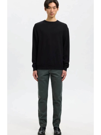 selected ανδρικό παντελόνι chino μονόχρωμο slim fit 