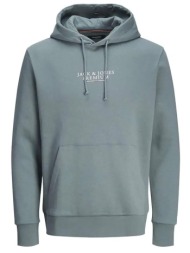 jack & jones ανδρική μπλούζα φούτερ με logo print και κουκούλα - 12216335 βεραμάν