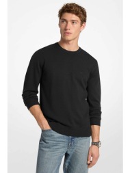 michael kors ανδρικό μάλλινο πουλόβερ με κεντημένο monogram - cf460f77ap μαύρο