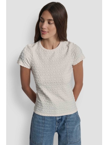 dkny γυναικεία μπλούζα με all-over logo print μονόχρωμη 