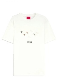 hugo boss ανδρικό t-shirt μονόχρωμο με logo regular fit - 50549154 λευκό