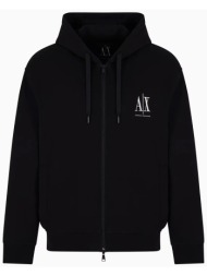 armani exchange ανδρική ζακέτα φούτερ με κουκούλα και λογότυπο - xm000371af10818 μαύρο