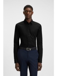 hugo boss ανδρικό πουκάμισο μονόχρωμο slim fit - 50475678 μαύρο