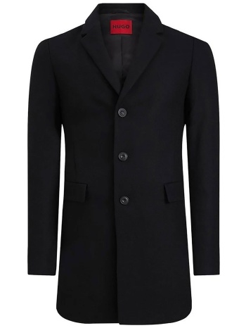 hugo boss ανδρικό μάλλινο παλτό μονόχρωμο - 50546528 μαύρο