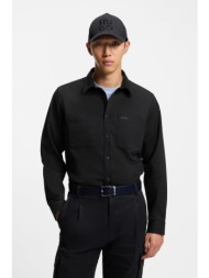 hugo boss ανδρικό πουκάμισο μονόχρωμο με λογότυπο - 50541392 μαύρο