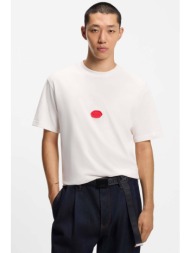 hugo boss ανδρικό t-shirt μονόχρωμο με logo regular fit - 50546716 λευκό