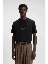 hugo boss ανδρικό t-shirt μονόχρωμο με logo regular fit - 50549154 μαύρο