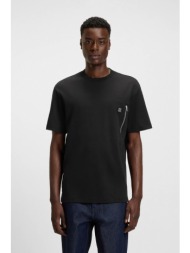 hugo boss ανδρικό t-shirt μονόχρωμο με τσέπη regular fit - 50542566 μαύρο