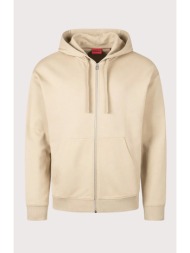 hugo boss ανδρική ζακέτα φούτερ με κουκούλα relaxed fit - 50548651 μπεζ