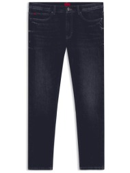 hugo boss ανδρικό τζιν παντελόνι πεντάτσεπο με logo patch `734` - 50542696 denim blue σκούρο