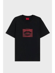 hugo boss ανδρικό t-shirt με λογότυπο regular fit - 50544496 μαύρο