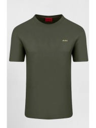 hugo boss ανδρικό t-shirt μονόχρωμο με ανάγλυφο λογότυπο regular fit `dero222` - 50466158 κυπαρισσί