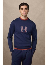 hackett ανδρική μπλούζα φούτερ με logo print - hm5800020 μπλε σκούρο