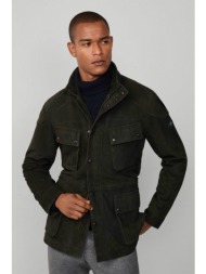 hackett ανδρικό suede μπουφάν με τσέπες και ψηλό λαιμό - hm4000038 πράσινο σκούρο