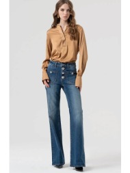 fracomina γυναικείο τζιν παντελόνι flare - fr25wv2011d401p2-a99 denim blue