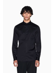armani exchange ανδρικό πουκάμισο με μάο γιακά - xm001503af10192 μαύρο