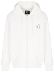 armani exchange ανδρική ζακέτα φούτερ με κουκούλα και λογότυπο - xm000371af10818 λευκό