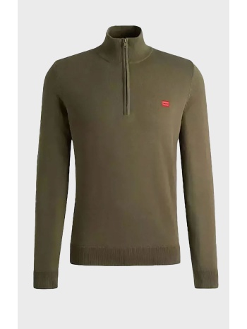 hugo boss ανδρικό πουλόβερ με 1/2 φερμουάρ και logo patch σε προσφορά