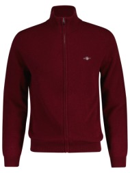 gant ανδρική πλεκτή ζακέτα με ψηλό λαιμό και κεντημένο λογότυπο regular fit - 8050275 μπορντό
