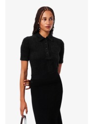lacoste γυναικείο midi φόρεμα πόλο με fuzzy rib knit slim fit - df8041-00 μαύρο