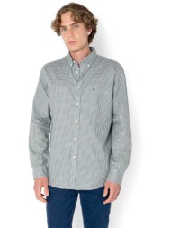 the bostonians ανδρικό πουκάμισο twill button down με καρό σχέδιο και τσέπη με κεντημένο λογότυπο re