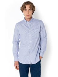 the bostonians ανδρικό πουκάμισο twill button down με καρό σχέδιο και τσέπη με κεντημένο λογότυπο re