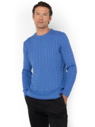 the bostonians ανδρικό πουλόβερ με cable knit pattern regular fit - mr1070 μπλε