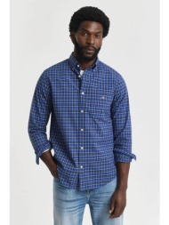 gant ανδρικό πουκάμισο poplin button down με καρό σχέδιο και τσέπη με κεντημένο λογότυπο regular fit