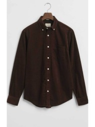 gant ανδρικό κοτλέ πουκάμισο button down με τσέπη και κεντημένο λογότυπο regular fit - 3250230 καφέ