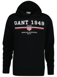 gant ανδρική μπλούζα φούτερ με κουκούλα και graphic logo regular fit - 2067042 μαύρο