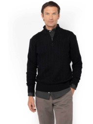the bostonians ανδρικό πουλόβερ με cable knit pattern και ψηλό λαιμό με 1/2 φερμουάρ regular fit - m