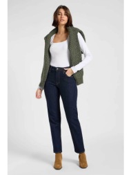 lee® γυναικείο ψηλόμεσο τζιν παντελόνι straight fit `carol` - 112372650 denim blue σκούρο