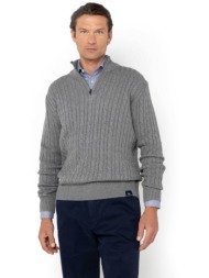 the bostonians ανδρικό πουλόβερ με cable knit pattern και ψηλό λαιμό με 1/2 φερμουάρ regular fit - m