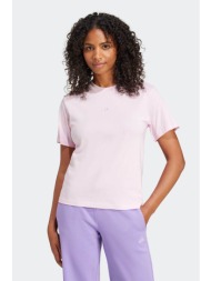 adidas γυναικείο t-shirt regular fit `essentials small logo` - ji6073 ροζ ανοιχτό