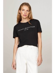 tommy hilfiger γυναικείο t-shirt με logo print regular fit - ww0ww40276 μαύρο