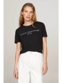 tommy hilfiger γυναικείο t-shirt με logo print regular fit - ww0ww40276 μαύρο