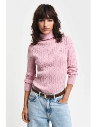 gant γυναικεία πλεκτή μπλούζα ζιβάγκο με cable knit pattern και κεντημένο λογότυπο slim fit - 480010