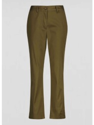gant γυναικείο παντελόνι chino μονόχρωμο cropped με τσέπες slim fit - 4150261 λαδί