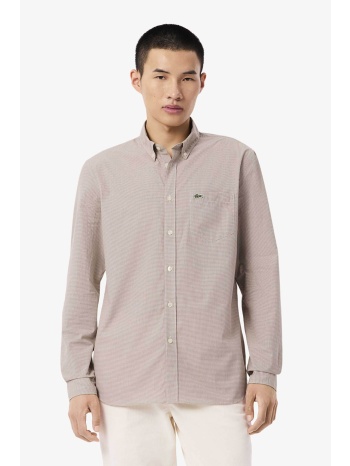 lacoste ανδρικό πουκάμισο gingham poplin με ψιλό καρό σε προσφορά