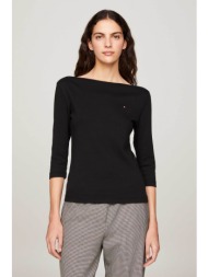 tommy hilfiger γυναικεία μπλούζα με boat λαιμόκοψη slim fit - ww0ww40589 μαύρο