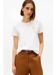 tommy hilfiger γυναικείο t-shirt μονόχρωμο με λογότυπο regular fit - ww0ww46153 λευκό