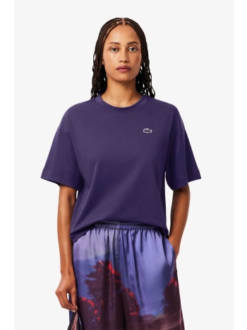 lacoste γυναικείο t-shirt με κεντημένο λογότυπο relaxed fit σε προσφορά