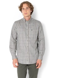 the bostonians ανδρικό πουκάμισο flannel button down με καρό σχέδιο και τσέπη με κεντημένο λογότυπο 