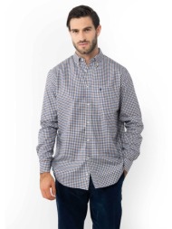 the bostonians ανδρικό πουκάμισο button down με καρό σχέδιο και τσέπη με κεντημένο λογότυπο regular 